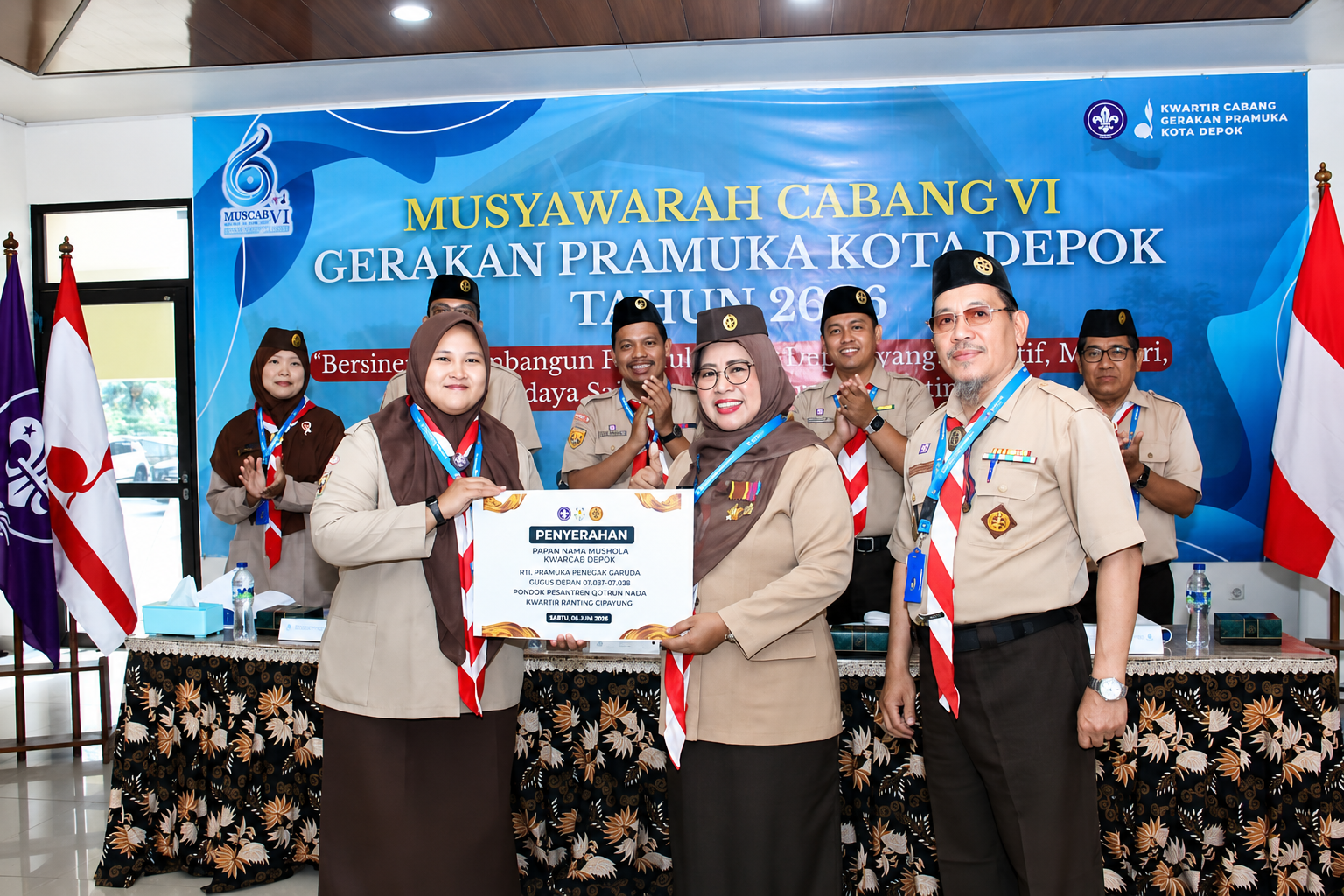 Pramuka Qotrun Nada Serahkan Karya RTL Musholla “Qowwiyul Amin” pada MUSCAB VI Kwarcab Kota Depok